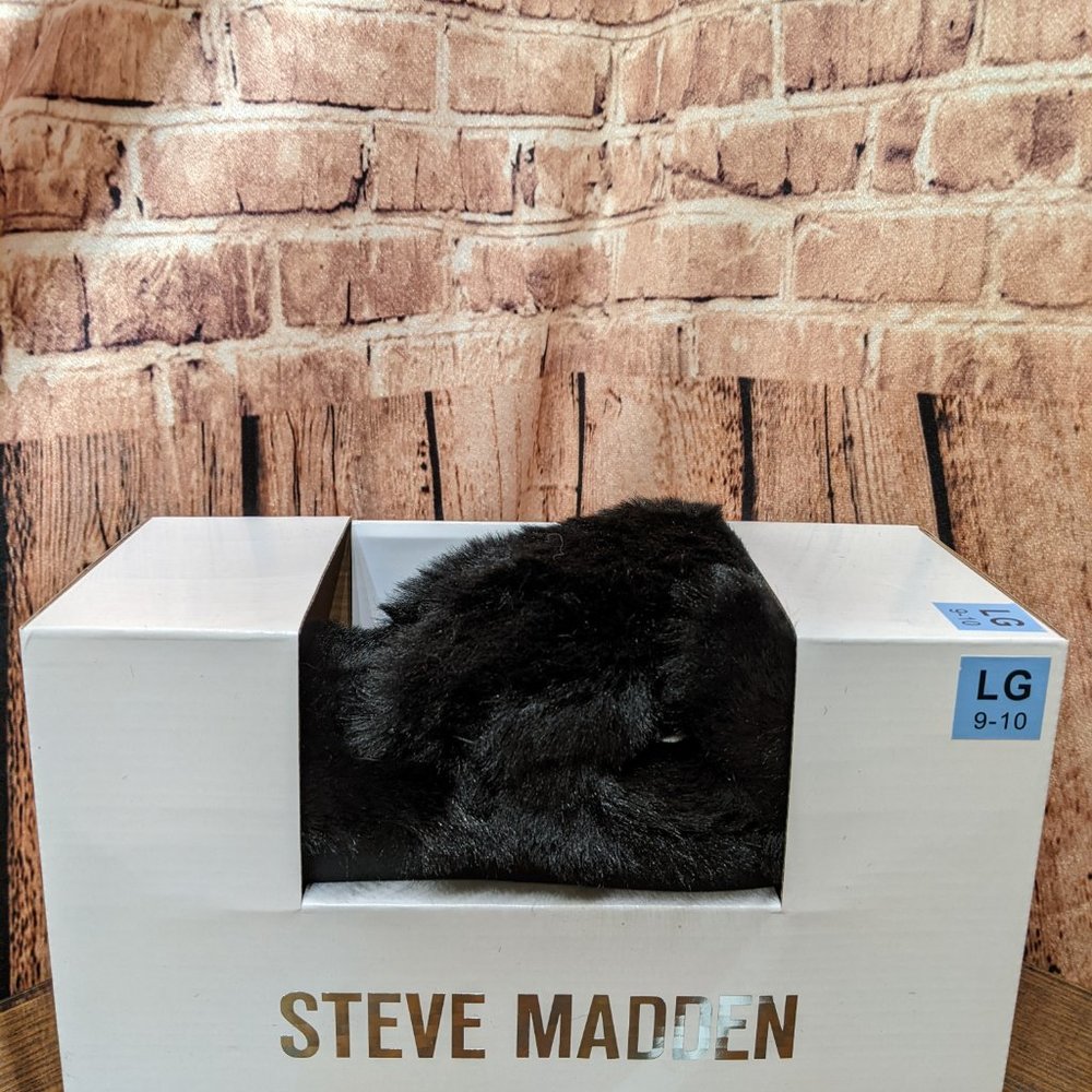 Steve Madden Criss Cross Slippers BLACK Size Large 9-10 NEW in BOX - Picture 2 of 11